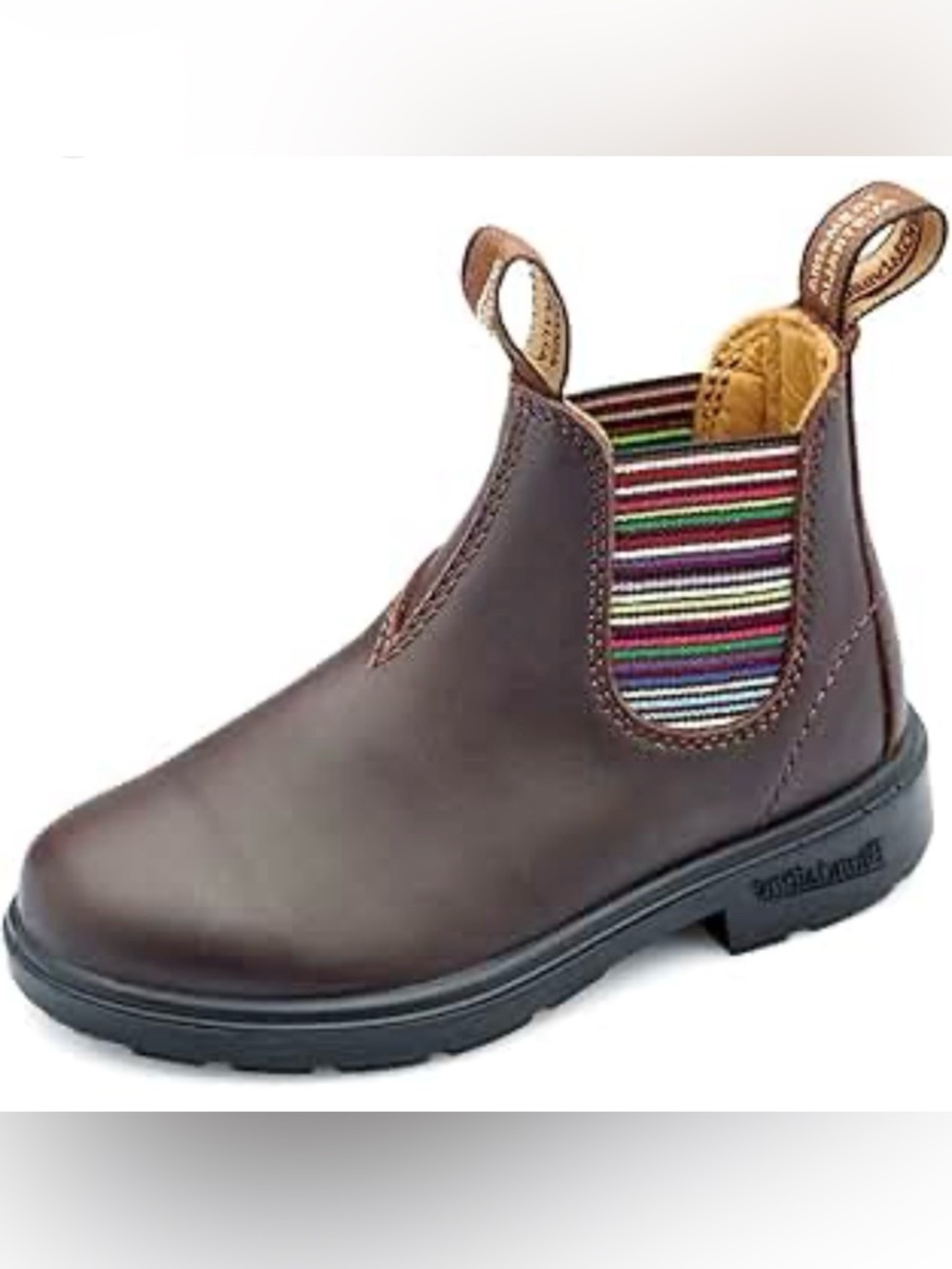 Blundstone Kids Brown Chelsea Boot with Multicolor Stripe Elastic